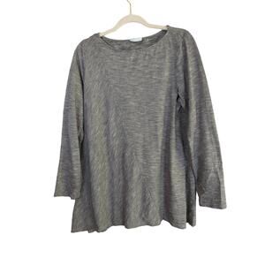 J‎ Jill PureJill Top Womens Medium Gray Stripe Asymmetric Tunic